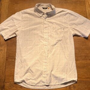 Vintage Enjoi Men's White Checkered Short Sleeve Shirt